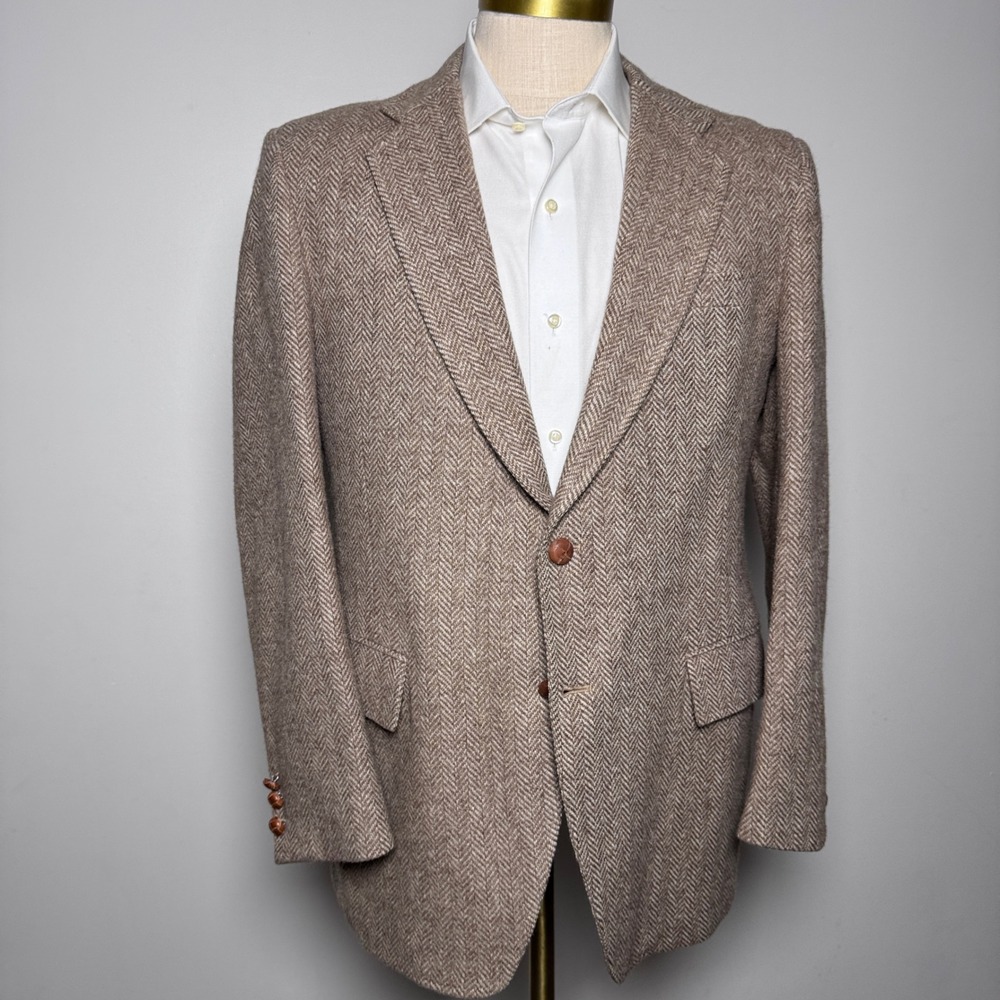 Kuppenheimer Blazer Mens 40R Brown Herringbone Wool Tweed Academic Sport Coat